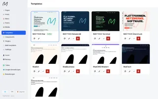 Template-Übersicht mit vier Entwürfen