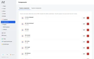 Liste eigener Komponenten