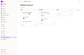 Kanban-Ansicht eines Projekts in Matdo
