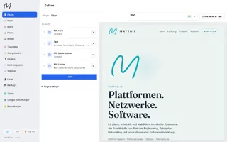 Block-Editor von MatCMS mit Live-Vorschau