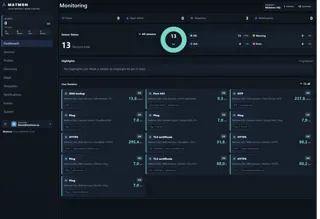 Matmon-Dashboard mit Sensorstatus